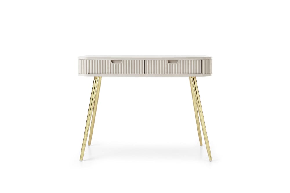 Konsolentisch Beige Gold 103 x 49 x 80 cm 49x80x103cm Spanplatte Beige Furnlux Möbel Wohnzimmermöbel Konsolentische