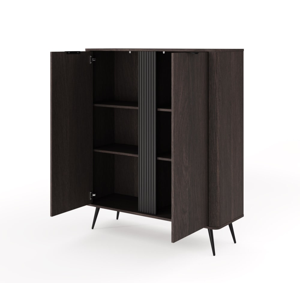 Vitrine Braun 113 x 38 x 134 cm 38x134x113cm Spanplatte Braun Furnlux Möbel Esszimmermöbel Vitrine und Vitrinenschrank