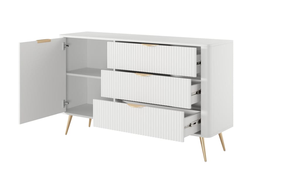 Sideboard Weiß 138 x 38 x 81 cm 38x81x138cm Spanplatte Weiß Furnlux Möbel Esszimmermöbel Sideboards, Highboards & niedrige Anrichten