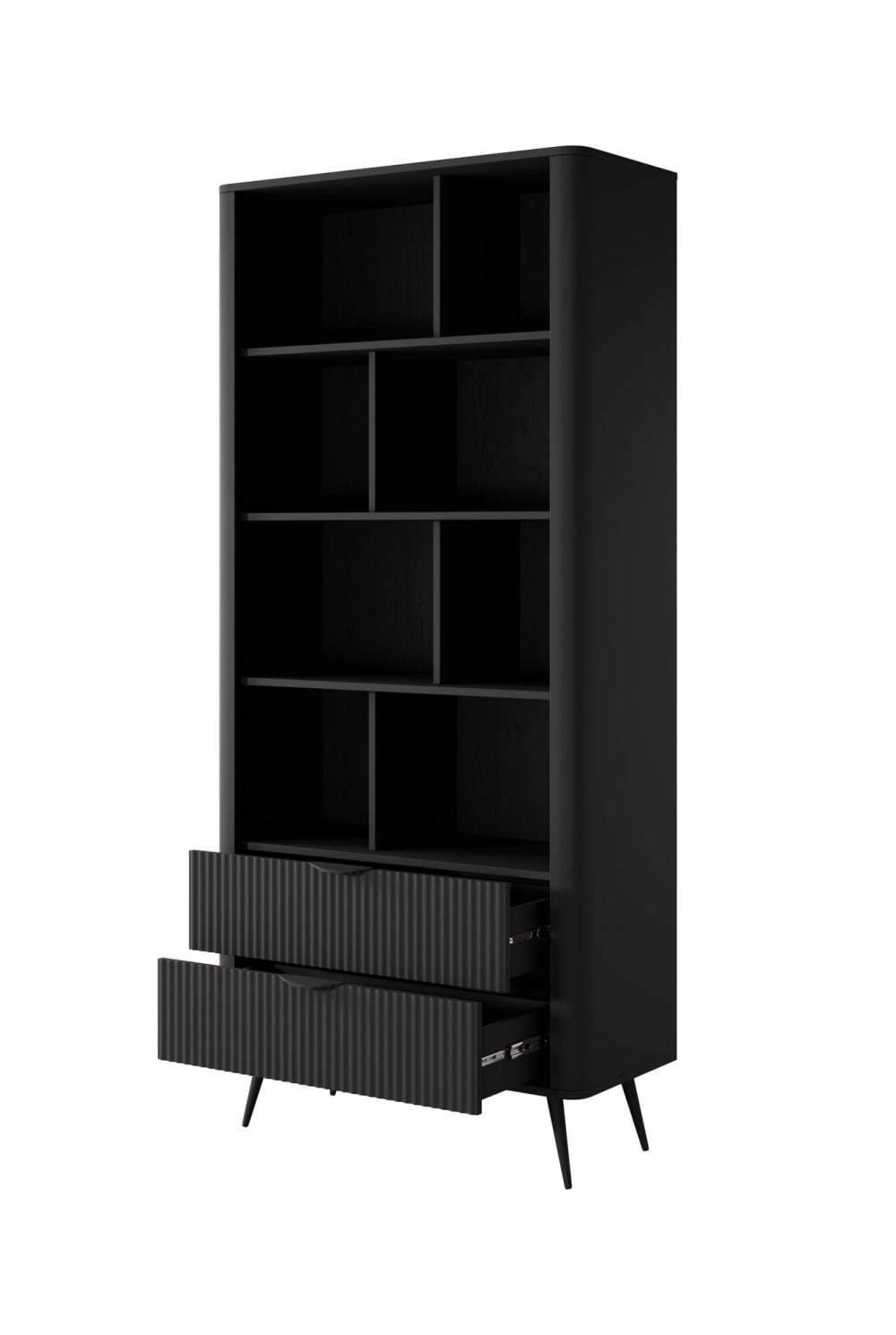 Vitrine Schwarz 88 x 38 x 194 cm 38x194x88cm Spanplatte Schwarz Furnlux Möbel Esszimmermöbel Vitrine und Vitrinenschrank
