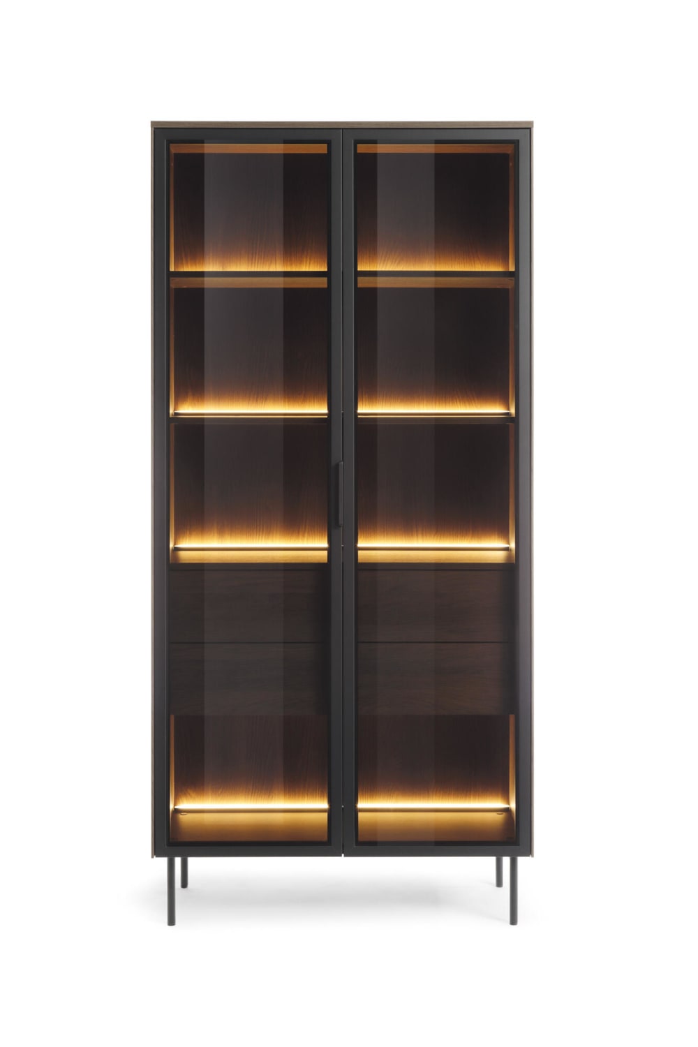 Vitrine Braun 92 x 39 x 195 cm 39x195x92cm Spanplatte Braun Furnlux Möbel Esszimmermöbel Vitrine und Vitrinenschrank
