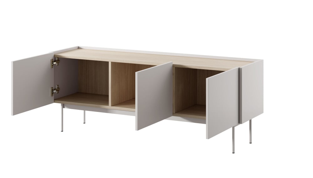 TV-Lowboard Beige 144 x 37 x 55 cm 37x55x144cm Spanplatte Beige Furnlux Möbel Wohnzimmermöbel TV-Möbel