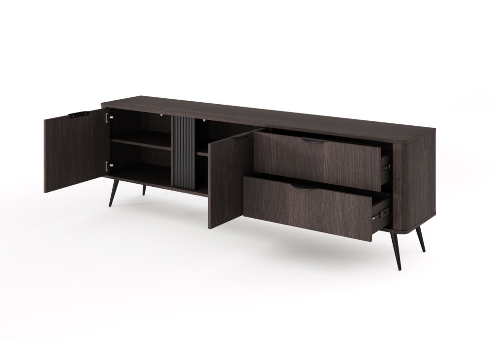 TV-Lowboard Braun 195 x 38 x 61 cm 38x61x195cm Spanplatte Braun Furnlux Möbel Wohnzimmermöbel TV-Möbel
