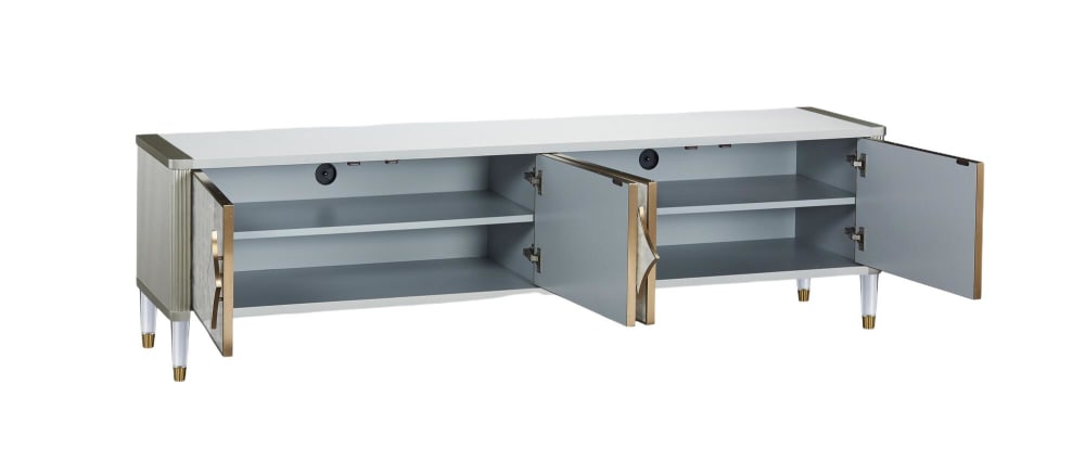 TV-Lowboard Weiß 200 x 40 x 55 cm 40x55x200cm Spanplatte Weiß Furnlux Möbel Wohnzimmermöbel TV-Möbel