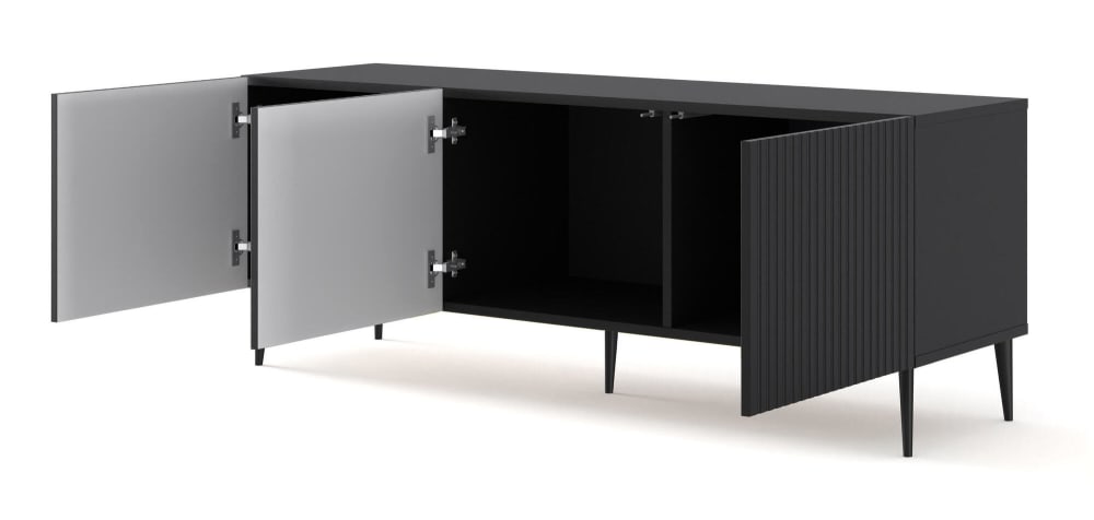 TV-Lowboard Schwarz 150 x 42 x 56 cm 42x56x150cm Spanplatte Schwarz Furnlux Möbel Wohnzimmermöbel TV-Möbel