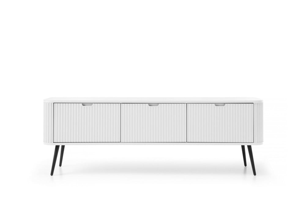 TV-Lowboard Weiß Schwarz 168 x 39 x 57 cm 39x57x168cm Spanplatte Weiß Furnlux Möbel Wohnzimmermöbel TV-Möbel