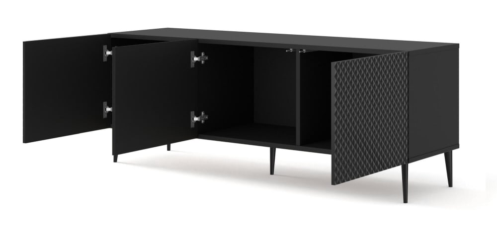 TV-Lowboard Schwarz 150 x 42 x 56 cm 42x56x150cm Spanplatte Schwarz Furnlux Möbel Wohnzimmermöbel TV-Möbel