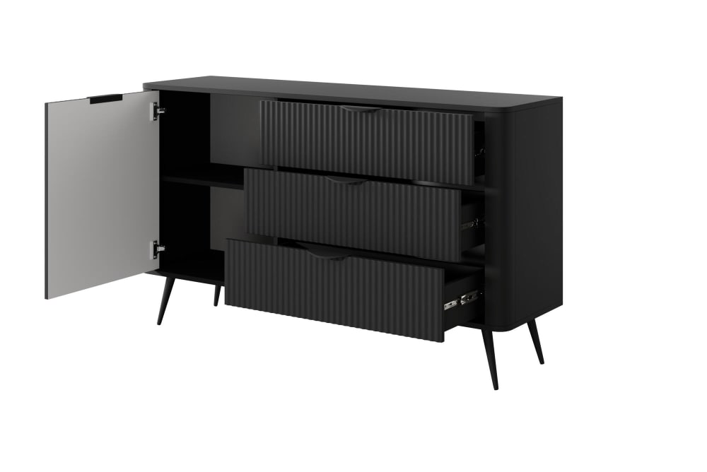 Sideboard Schwarz 138 x 38 x 81 cm 38x81x138cm Spanplatte Schwarz Furnlux Möbel Esszimmermöbel Sideboards, Highboards & niedrige Anrichten