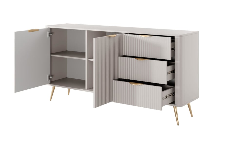 Sideboard Weiß 163 x 38 x 81 cm 38x81x163cm Spanplatte Weiß Furnlux Möbel Esszimmermöbel Sideboards, Highboards & niedrige Anrichten
