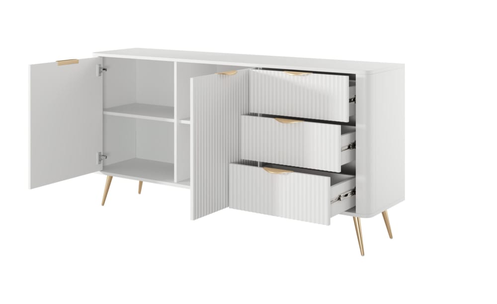 Sideboard Weiß 163 x 38 x 81 cm 38x81x163cm Spanplatte Weiß Furnlux Möbel Esszimmermöbel Sideboards, Highboards & niedrige Anrichten