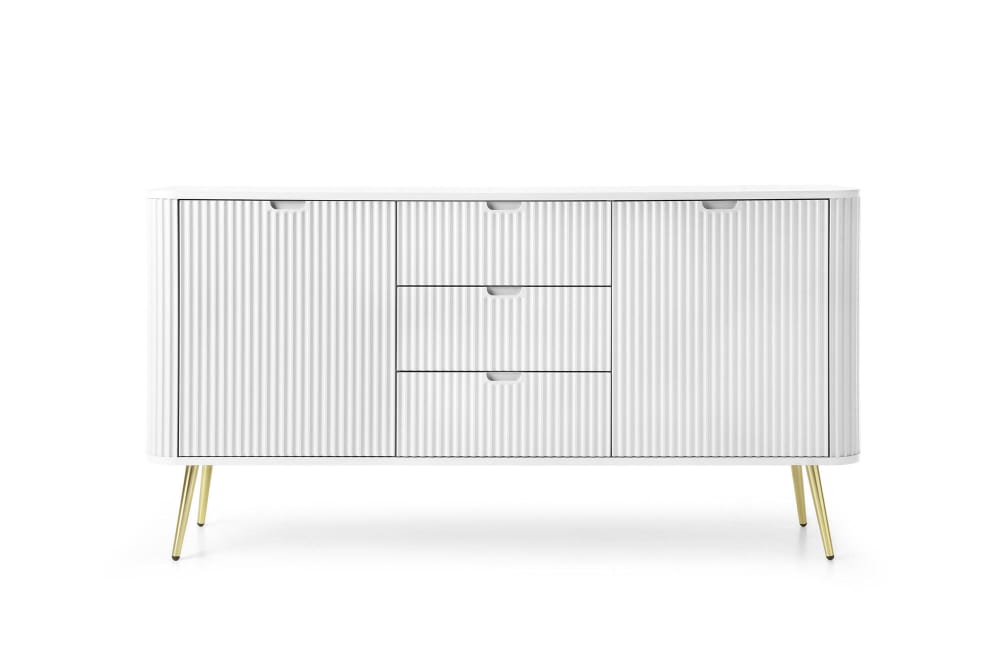 Sideboard Weiß Gold 168 x 39 x 87 cm 39x87x168cm Spanplatte Weiß Furnlux Möbel Esszimmermöbel Sideboards, Highboards & niedrige Anrichten