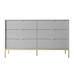 Kommode Grau Gold 154 x 39 x 91 cm 39x91x154cm Spanplatte Grau Furnlux Möbel Schlafzimmermöbel Kommoden