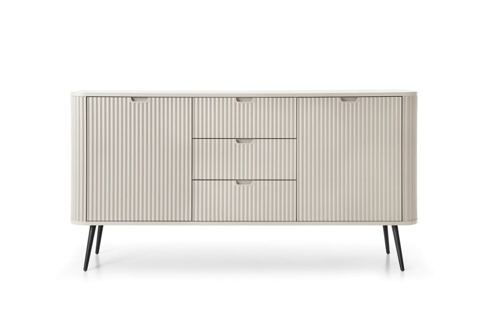 Sideboard Beige Schwarz 168 x 39 x 87 cm 39x87x168cm Spanplatte Beige Furnlux Möbel Esszimmermöbel Sideboards, Highboards & niedrige Anrichten