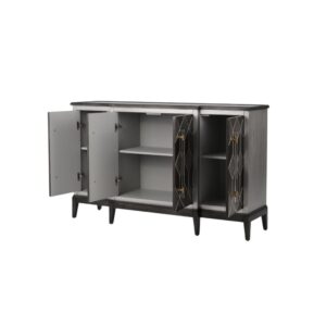 wohnli-moebel-suche-M26104385-1 Sideboard Grau 152 x 42 x 92 cm 42x92x152cm Spanplatte Grau Furnlux Möbel Esszimmermöbel Sideboards, Highboards & niedrige Anrichten