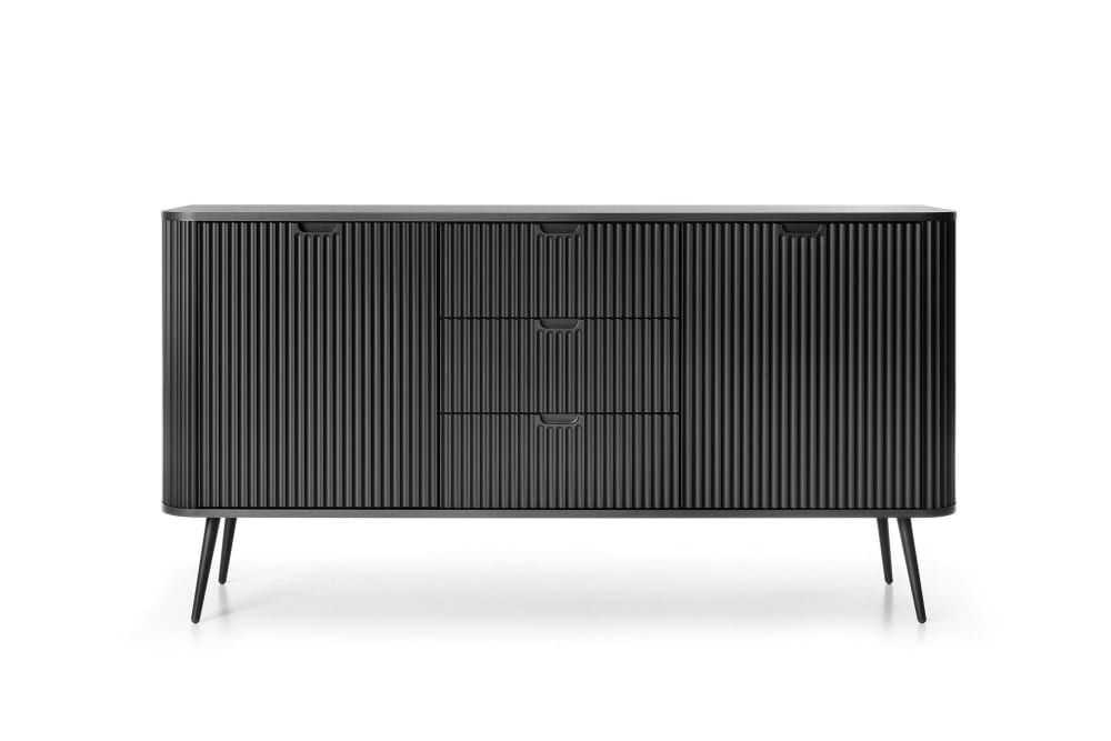 Sideboard Schwarz 168 x 39 x 87 cm 39x87x168cm Spanplatte Schwarz Furnlux Möbel Esszimmermöbel Sideboards, Highboards & niedrige Anrichten