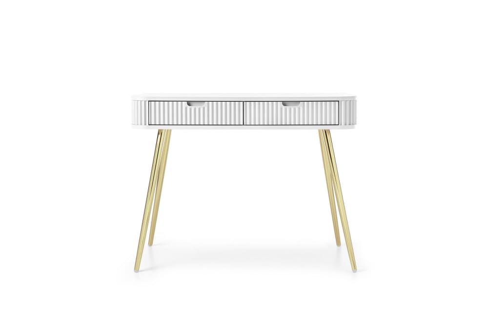 Konsolentisch Weiß Gold 103 x 49 x 80 cm 49x80x103cm Spanplatte Weiß Furnlux Möbel Wohnzimmermöbel Konsolentische