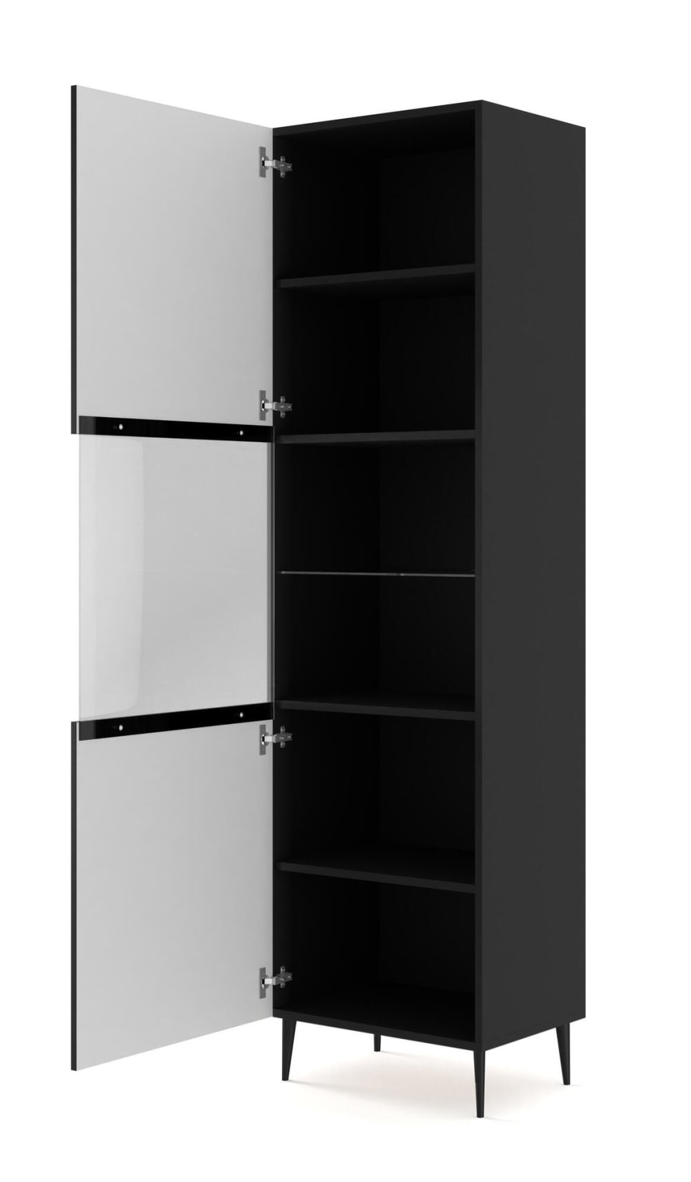 Vitrine Schwarz 60 x 42 x 215 cm 42x215x60cm Spanplatte Schwarz Furnlux Möbel Esszimmermöbel Vitrine und Vitrinenschrank