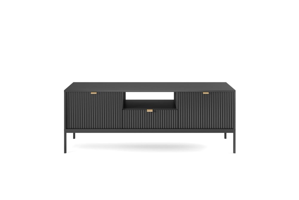 TV-Lowboard Schwarz 154 x 39 x 56 cm 39x56x154cm Spanplatte Schwarz Furnlux Möbel Wohnzimmermöbel TV-Möbel