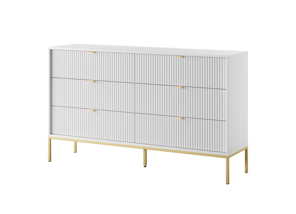 Wohnli Möbelsuche - Kommode Weiß Gold 154 x 39 x 91 cm