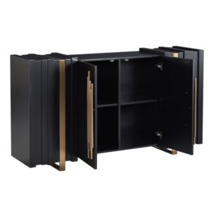 Sideboard Schwarz 160 x 40 x 90 cm 40x90x160cm Spanplatte Schwarz Furnlux Möbel Esszimmermöbel Sideboards, Highboards & niedrige Anrichten
