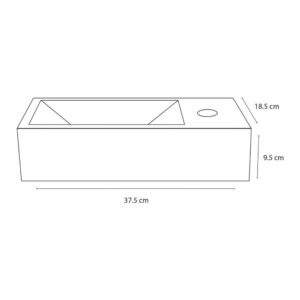 Handwaschbecken  Weiß  H9xB18.5xL37.5cm 38x9x19cm Marmor Weiß Differnz Möbel Badezimmermöbel Waschtische
