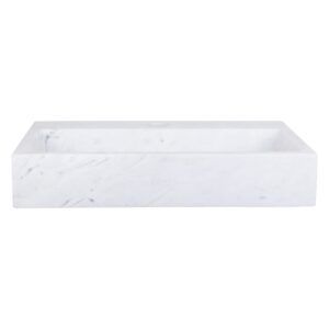 Handwaschbecken  Weiß  H7xB24xL38cm 38x7x24cm Marmor Weiß Differnz Möbel Badezimmermöbel Waschtische