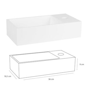 wohnli-moebel-suche-M26104786-1 Handwaschbecken Weiß Kunststoff H9xB18.5xL36cm 36x9x19cm PVC - Polyvinlychlorid Weiß Differnz Möbel Badezimmermöbel Waschtische
