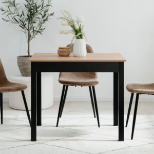 wohnli-moebel-suche-M26105046-1 Esstisch mit rechteckiger Tischplatte L90 cm - Eichen und Schwarz 90x76x67cm Spanplatte Schwarz Calicosy Möbel Esszimmermöbel Esstische