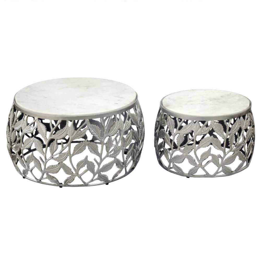 wohnli-moebel-suche-M26105690 Wohnli Möbelsuche - 2er Set Couchtische aus Marmor & Aluminium