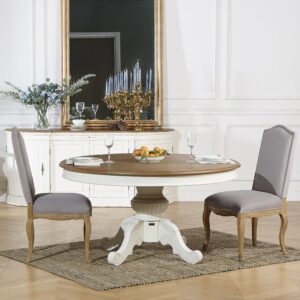 wohnli-moebel-suche-M26106182-1 Satz von 2 Stühlen aus Eichenholz und Polyester-Samt sable 56x104x62cm Holz Braun Robin des Bois Möbel Esszimmermöbel Stühle