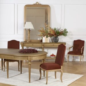 wohnli-moebel-suche-M26106191-1 Satz von 2 Stühlen aus Eichenholz und Polyester-Samt noisette 56x104x62cm Holz Braun Robin des Bois Möbel Esszimmermöbel Stühle