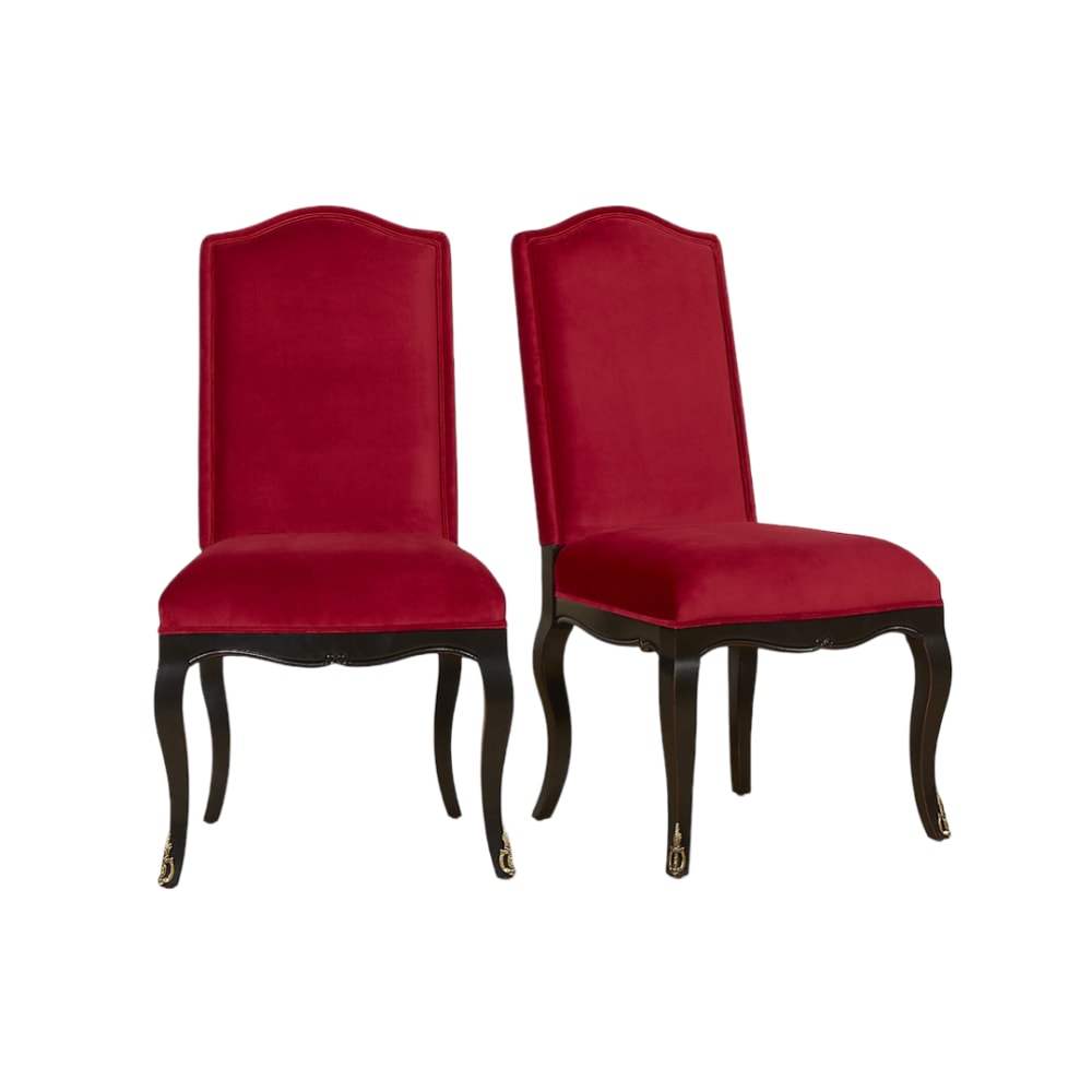 wohnli-moebel-suche-M26106193 Wohnli Möbelsuche - Satz mit 2 Stühlen aus Gummibaumholz und Samt Rot