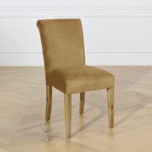 wohnli-moebel-suche-M26106197-1 Satz von 2 Stühlen aus Akazienholz und Samt Camel 48x96x62cm Holz Braun Robin des Bois Möbel Esszimmermöbel Stühle