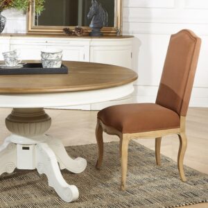 wohnli-moebel-suche-M26106198-1 Satz von 2 Stühlen aus Eichenholz und Polyester-Samt tabac 56x104x62cm Holz Braun Robin des Bois Möbel Esszimmermöbel Stühle
