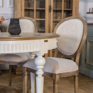 wohnli-moebel-suche-M26106221-1 Satz von 2 Stühlen aus Hevea-Holz und Premium-Leinen Beige 48x98x60cm Holz Beige Robin des Bois Möbel Esszimmermöbel Stühle