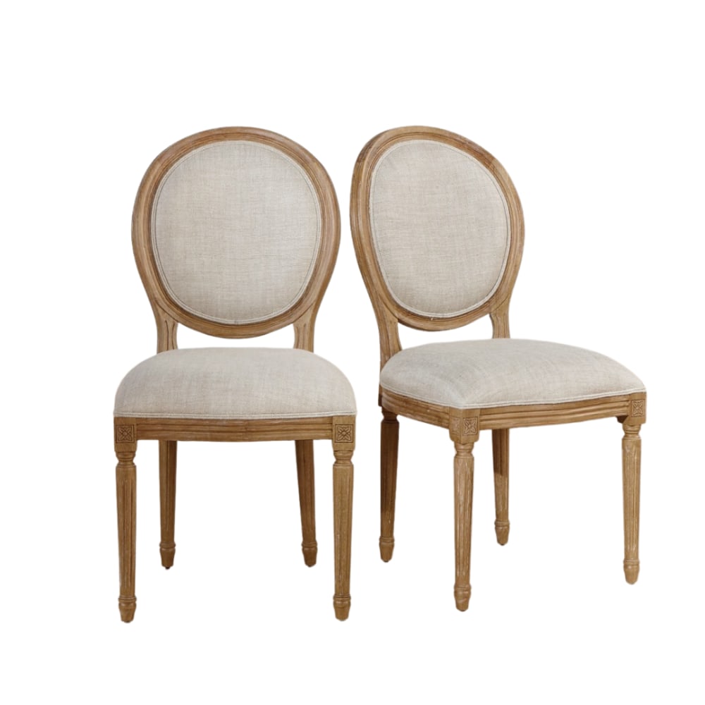 wohnli-moebel-suche-M26106221 Wohnli Möbelsuche - Satz von 2 Stühlen aus Hevea-Holz und Premium-Leinen Beige