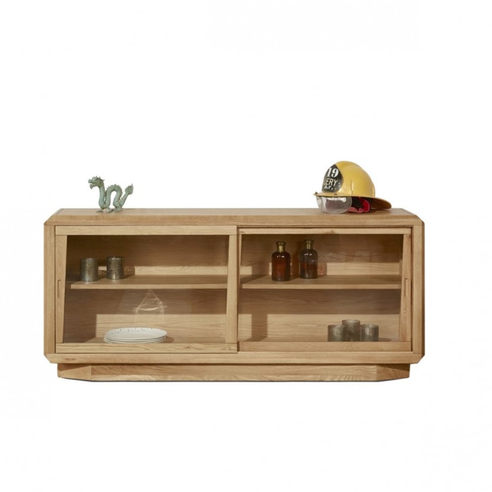 Wohnli Möbelsuche - Eichen-Vitrine mit Schiebetüren Beige