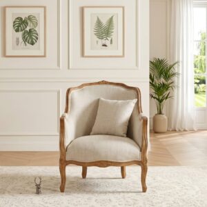 Bergère-Sessel aus Leinen Beige 73x90x74cm Holz Beige Robin des Bois Sofas und Sessel Sessel, Poufs und Fußbänke Sessel