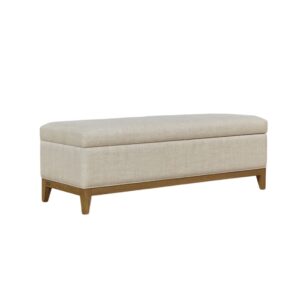 Wohnli Möbelsuche - Shabby-Chic-Stil Aufbewahrungsbank aus Eiche und Leinen Beige