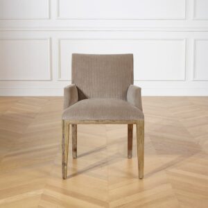 wohnli-moebel-suche-M26106584-1 Zeitgenössischer Tischstuhl aus Akazienholz und Cordvelours Olivgrün 60x84x55cm Holz Braun Robin des Bois Möbel Esszimmermöbel Stühle