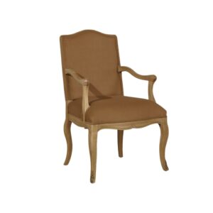 Wohnli Möbelsuche - Klassischer Sessel aus Eichenholz und Polyester-Samt camel doré
