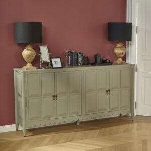 Buffet 4-türig im klassischen Stil aus Holz Gris anthracite 200x97x41cm Holz Grau Robin des Bois Möbel Esszimmermöbel Sideboards, Highboards & niedrige Anrichten