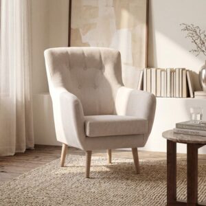 wohnli-moebel-suche-M26106694-1 Lesesessel in Taupe-Beige Astrid 73x100x83cm Stoff Beige Klast Home Sofas und Sessel Sessel, Poufs und Fußbänke Sessel