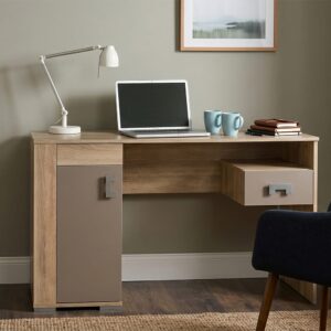 wohnli-moebel-suche-M26106830-1 Schreibtisch Bravo aus Holz 130x51x78cm Eiche Sonoma / Trüffel 51x78x130cm Spanplatte Braun Feldmann-Wohnen Möbel Büromöbel Schreibtische