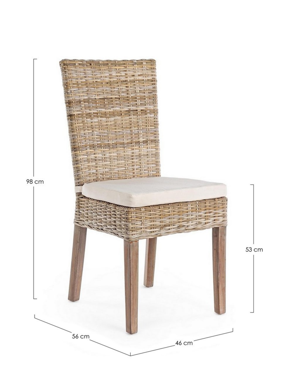 Set 2 Stühle Mahagoni Kubu Natur 56x98x46cm Holz Braun Bizzotto Möbel Esszimmermöbel Stühle