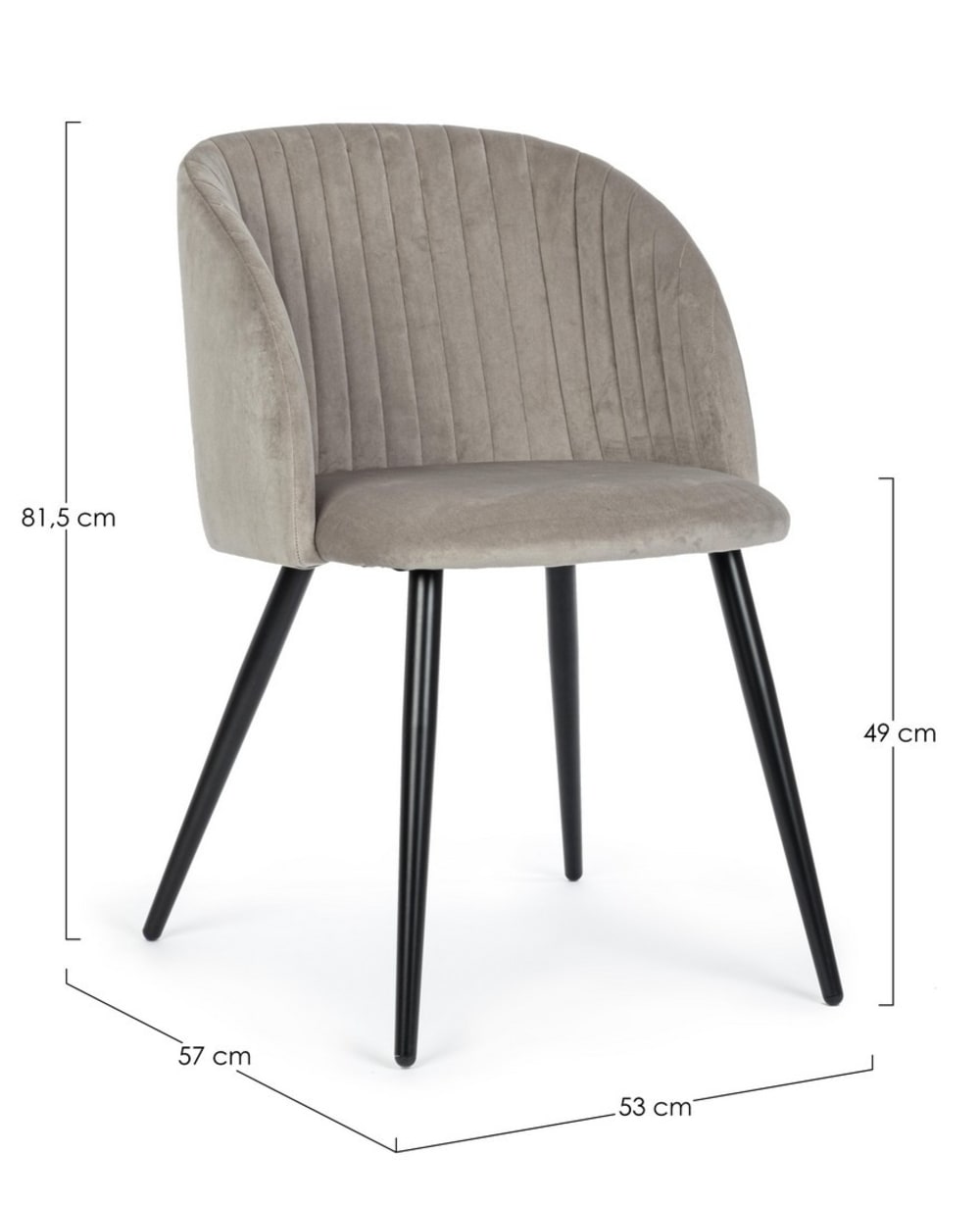 Set 2 Stühle Taubengrau 57x82x53cm Stahl Braun Bizzotto Möbel Esszimmermöbel Stühle