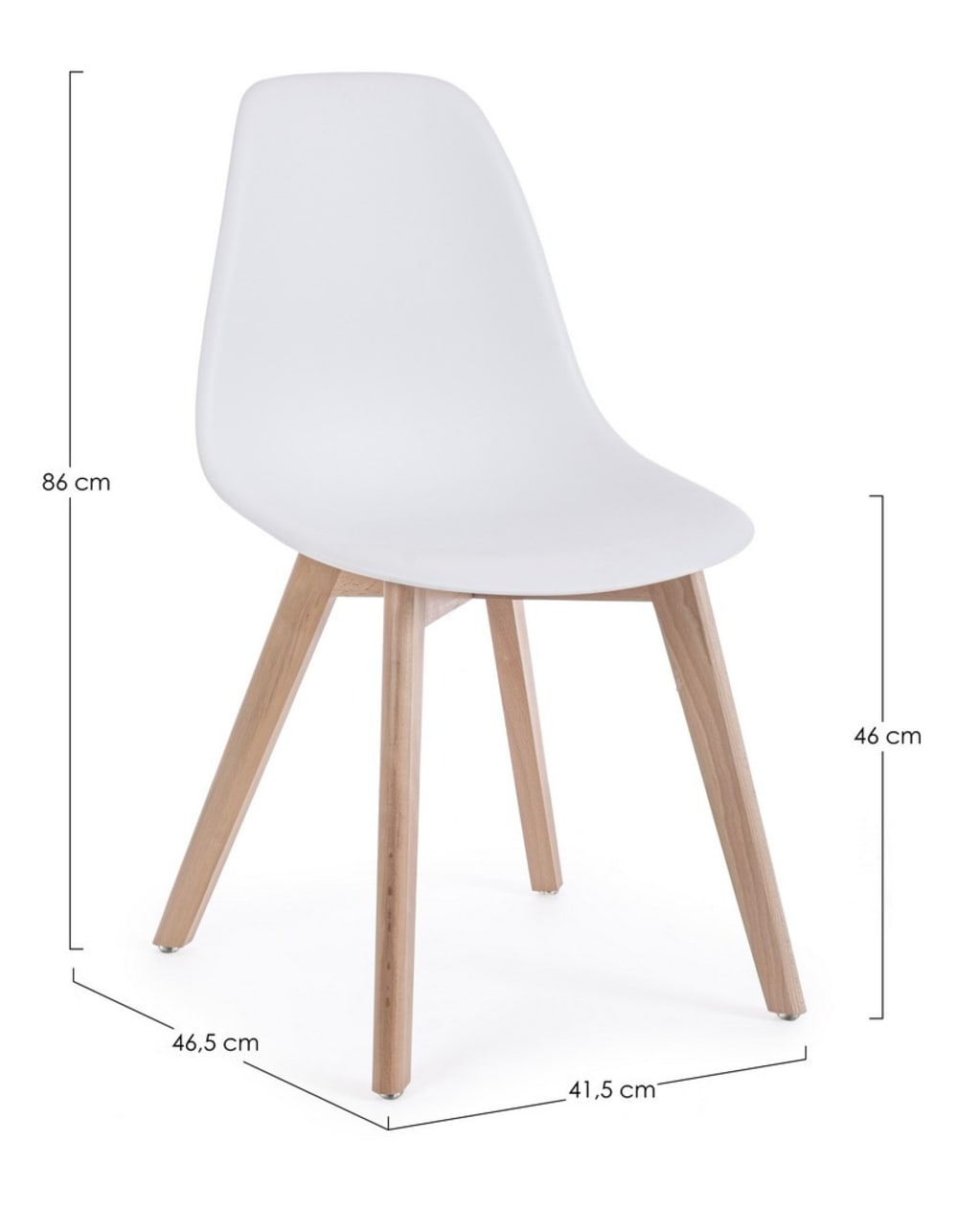 Set 4 Stühle Buche Weiß 52x86x47cm Holz Weiß Bizzotto Möbel Esszimmermöbel Stühle