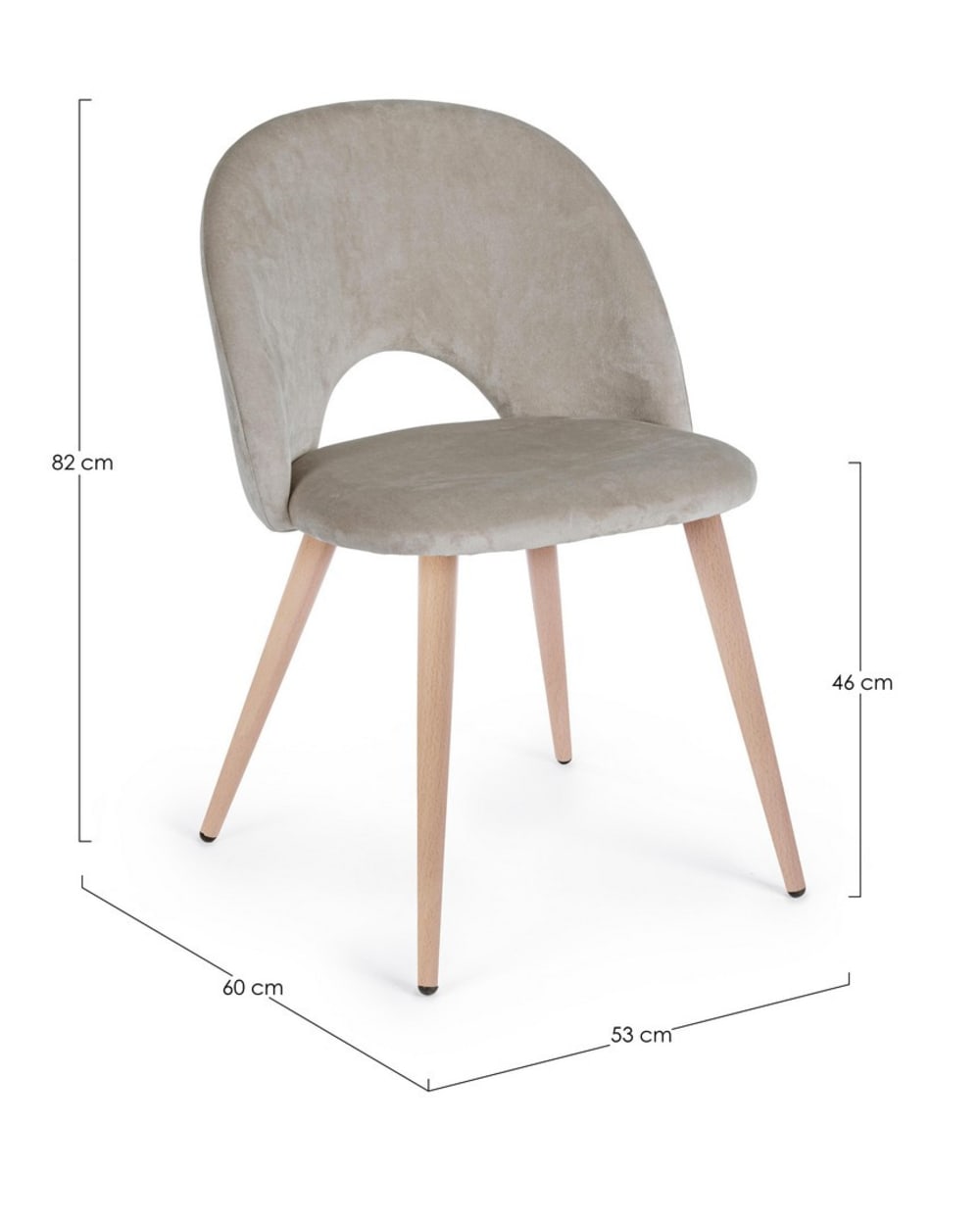 Stuhl Samt Taubengrau 60x82x53cm Stahl Beige Bizzotto Möbel Esszimmermöbel Stühle