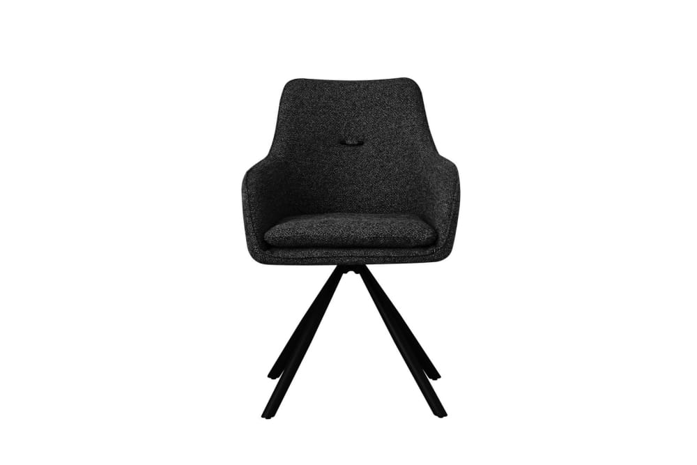 Set 2 Drehstühle Schwarz 64x86x57cm Stahl Schwarz Bizzotto Möbel Esszimmermöbel Stühle