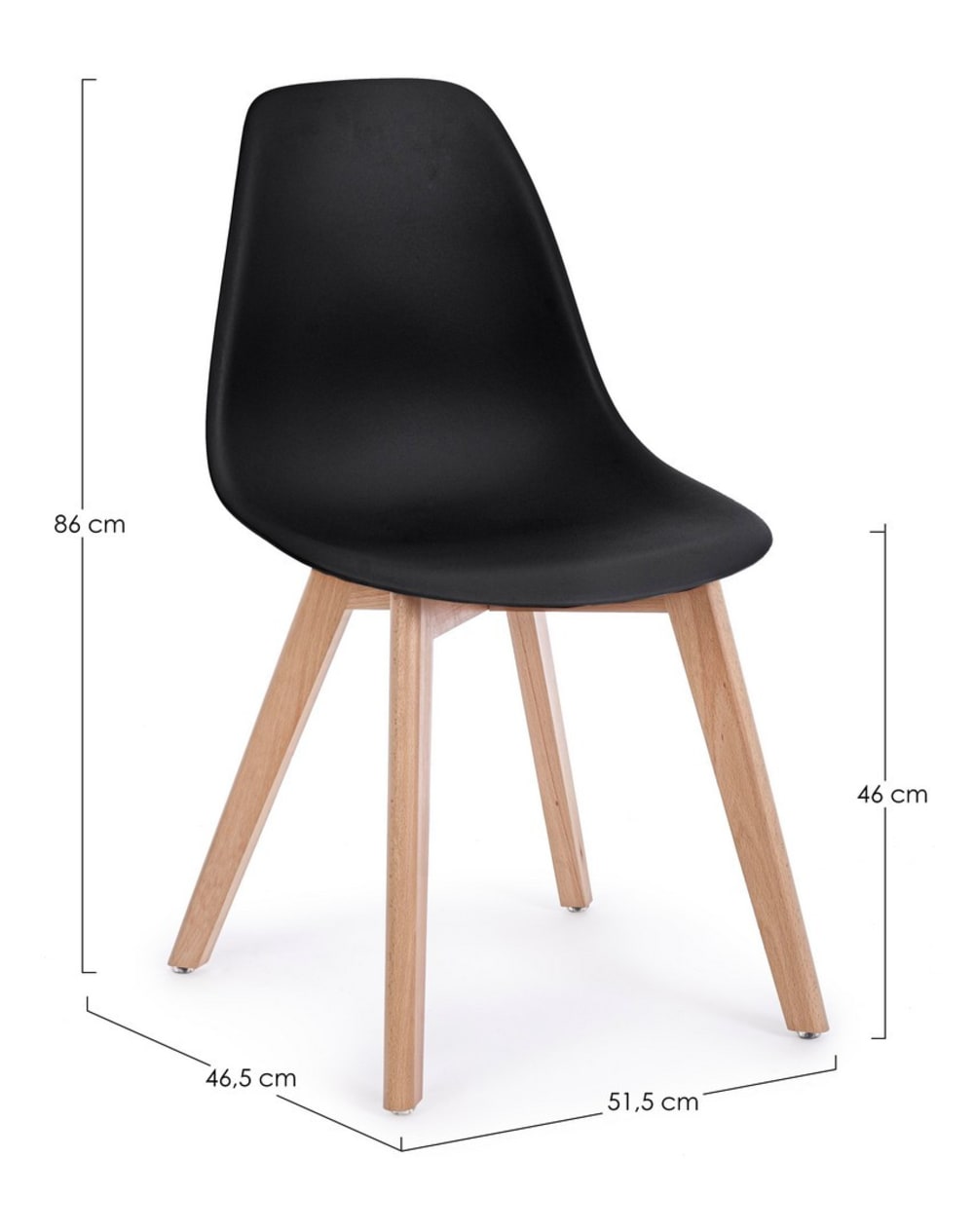 Set 6 Stühle Buche Schwarz 52x86x47cm Holz Schwarz Bizzotto Möbel Esszimmermöbel Stühle